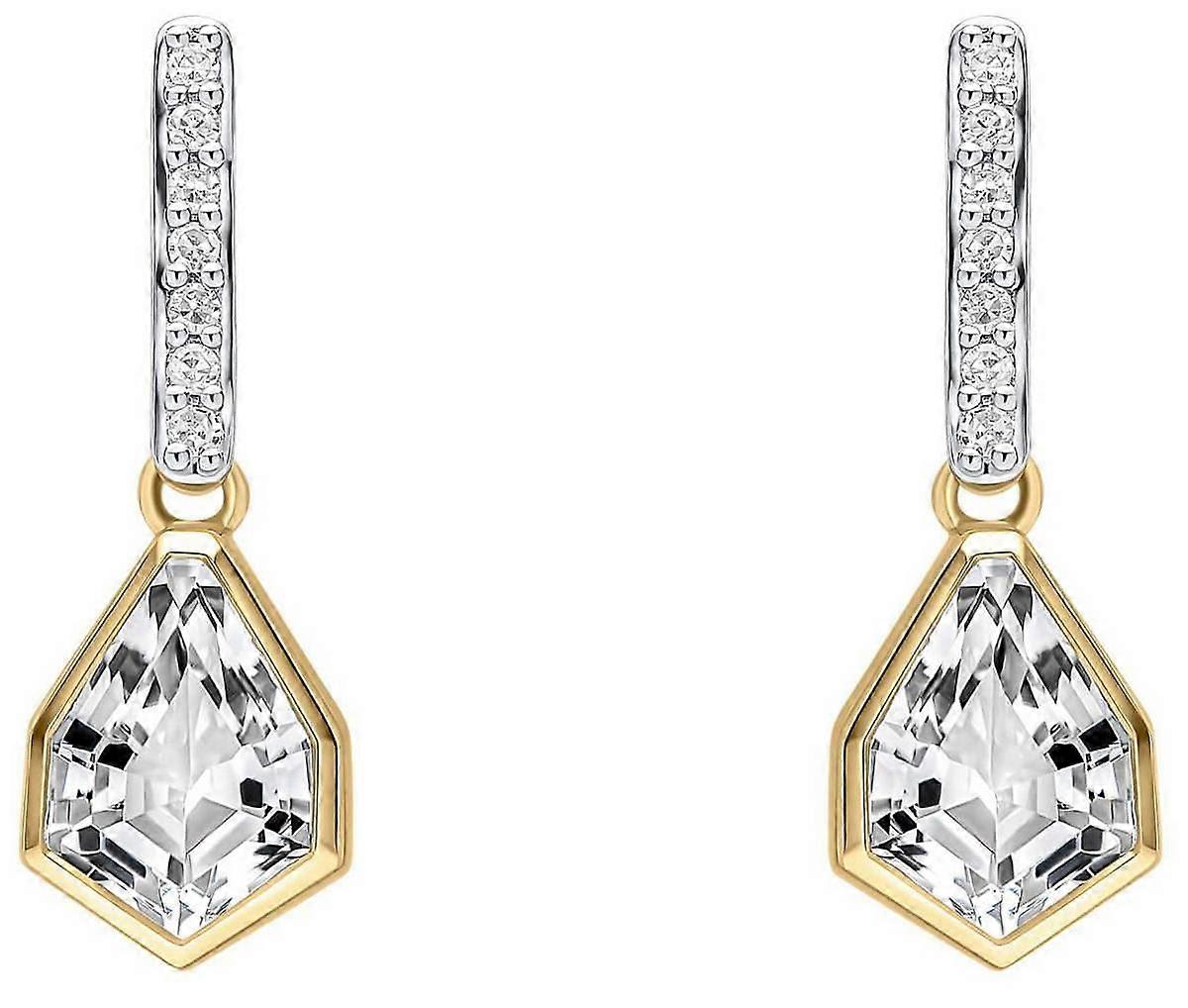 Elements Gold Shield Cut Topaz 9ct Gold Earrings - Gold/Silver
