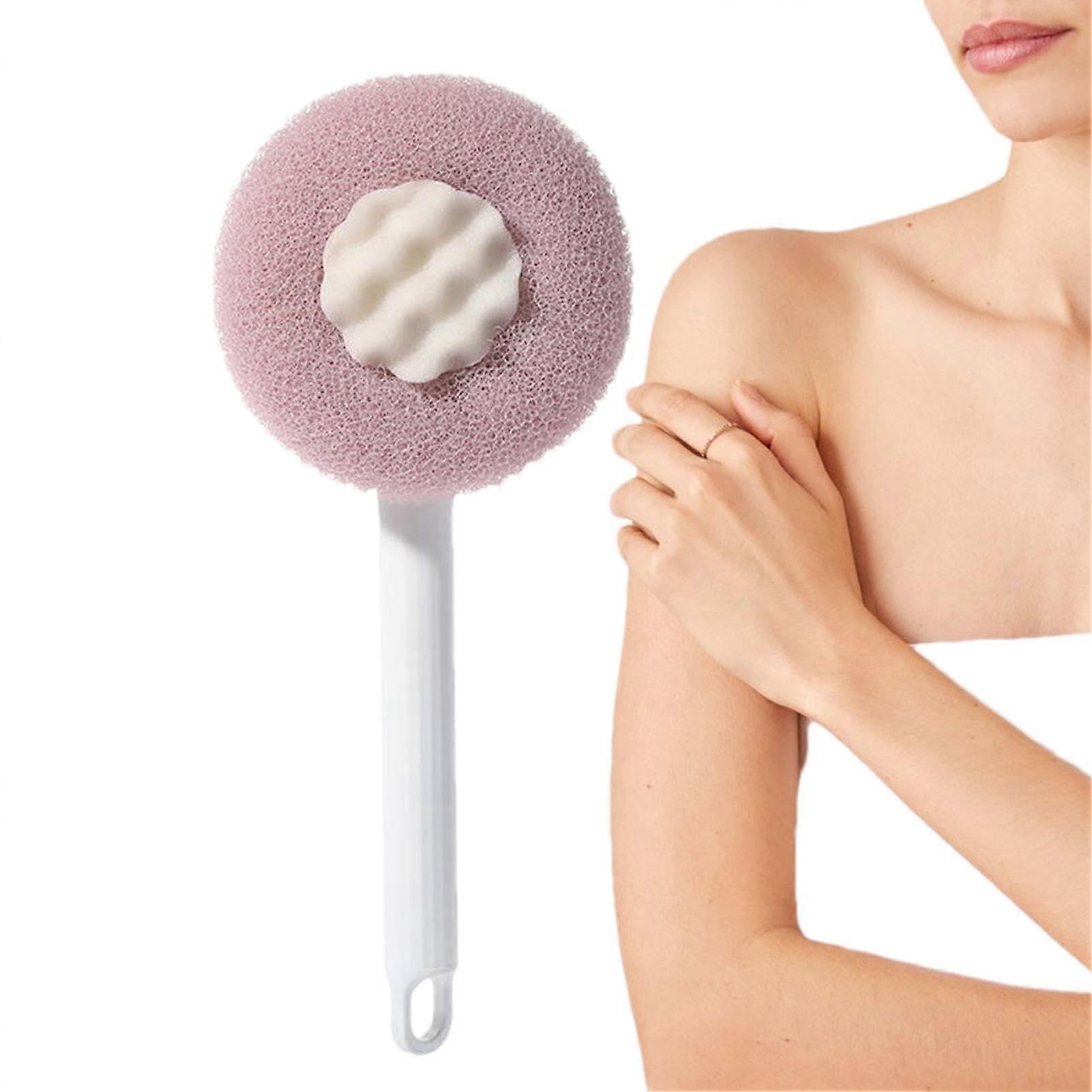 Shower Back Scrubber with Retractable Long Handle, DualSided Soft Sponge Bath Brush for Deep Cleansing