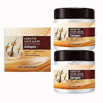 Keratin Hair Mask for Damaged Hair with UV Protection, Deep Conditioning Collagen Treatment 2pcs