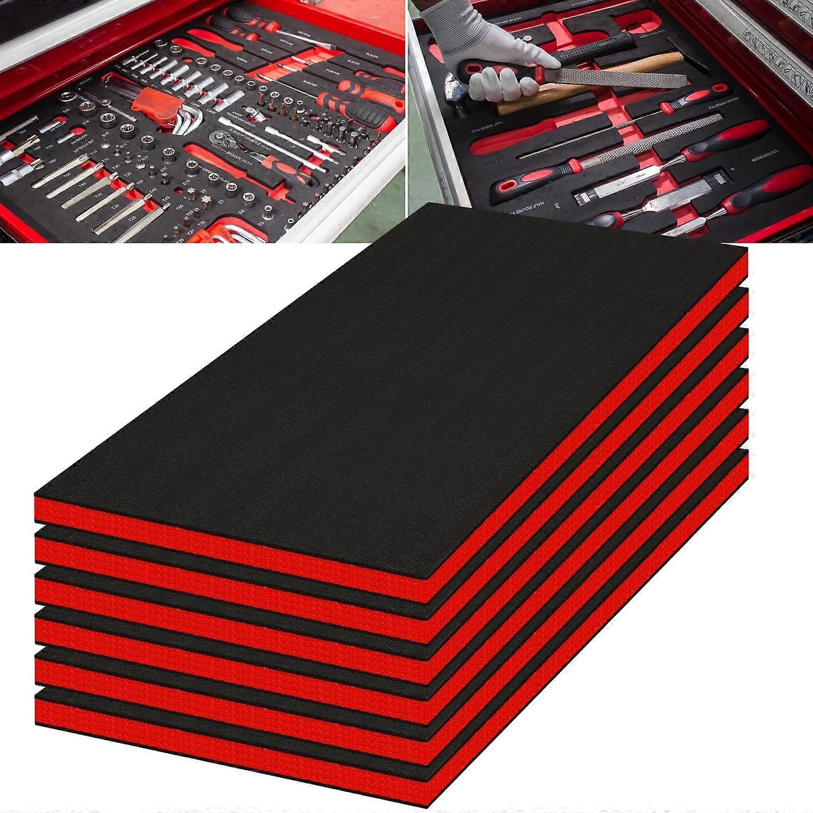 6 Pack Tool Box Foam Inserts 18x12x1.5 Polyethylene Sheets for Custom Tool Drawer Organization Red Black