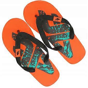 4F Boys' Flip-Flops - Junior Summer Sandals, Soft EVA Foam, Comfortable Rubber Straps - Orange Black, Size 30