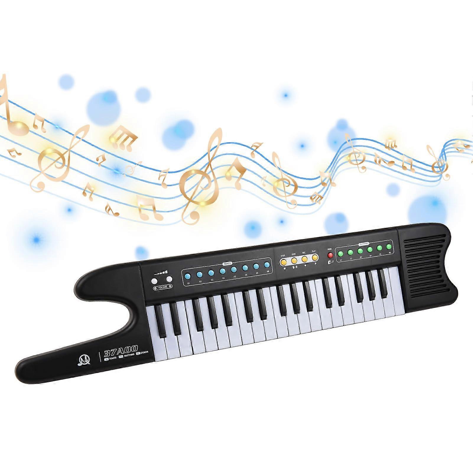 37 Key Electronic Keyboard with Microphone and Strap, Dual Power, Tones Rhythms for Beginners