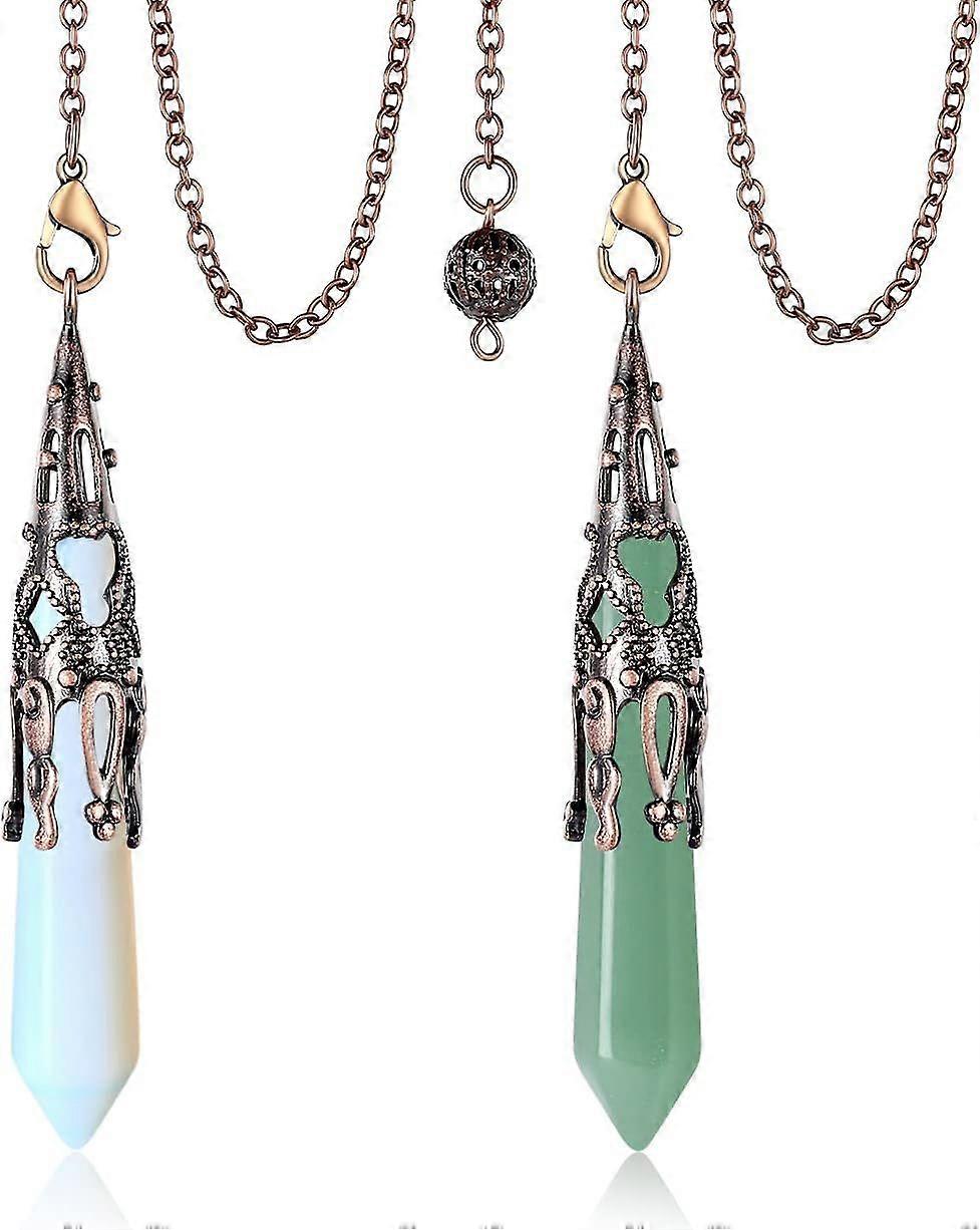 2 PCS Crystal Pendulum Crystal Pendulum for Divination Dowsing Bronze Chain