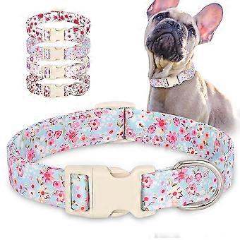 Floral Nylon Dog Collars with Quick Fit Buckle Adjustable for Girl Small Medium Large Dogs