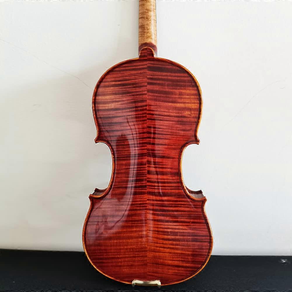 3/4 Beginner Violin Set for Adults, Solid Spruce Maple, Hand Painted Red, Case, Bow and Rest