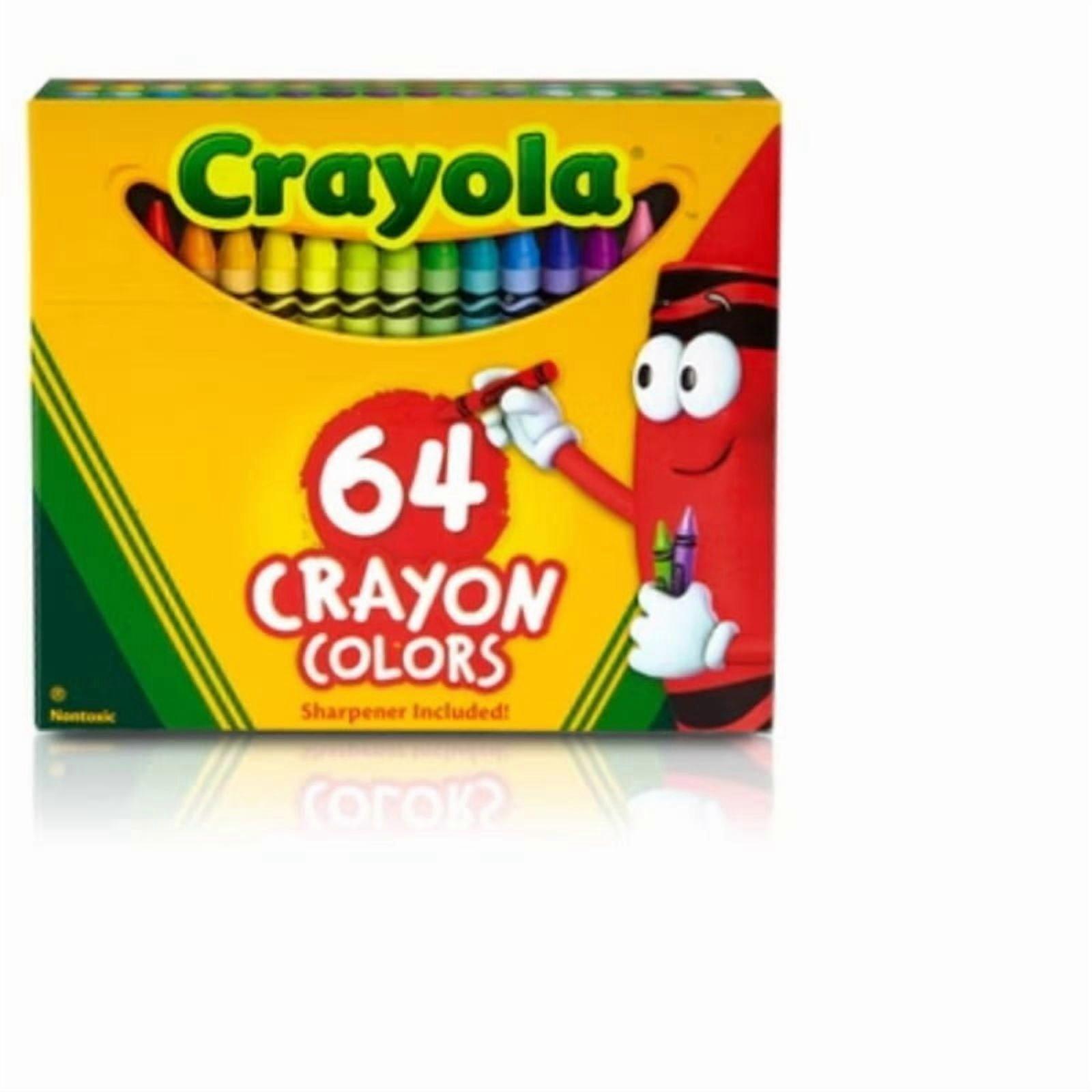 64ct Classic Crayons with Sharpener: 64 Pack, Multicolor, Non-Toxic, Ages 4+, Includes Sharpener