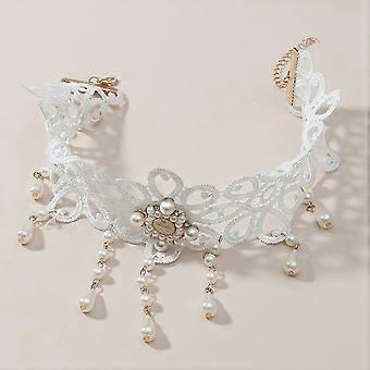 Jewelry exaggerated pearl bar accessories retro lace necklace fashionable all-match wedding necklace chain white