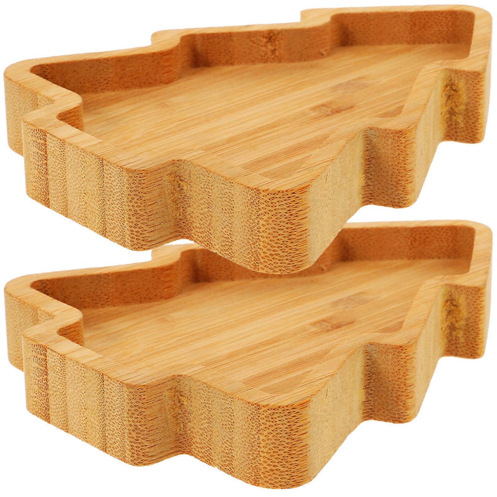 Xmas Tree Shaped Fruit Tray Snack Plate for Storage 2Pcs