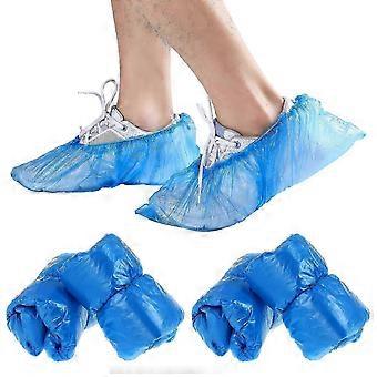Disposable Shoe Covers 100Pcs Blue, Easy-Use Shoe Protectors