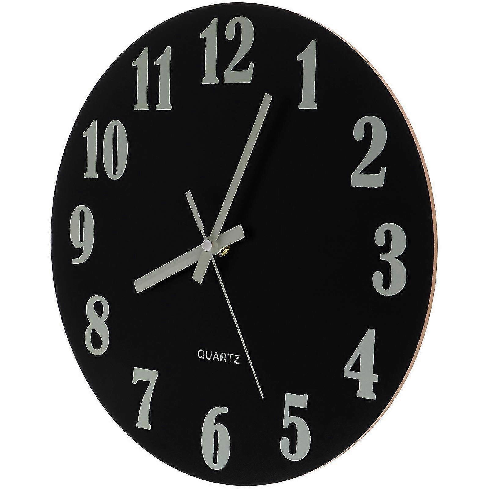 Black Wooden Wall Clock with Luminous Function for Decoration Creative Quartz Clock