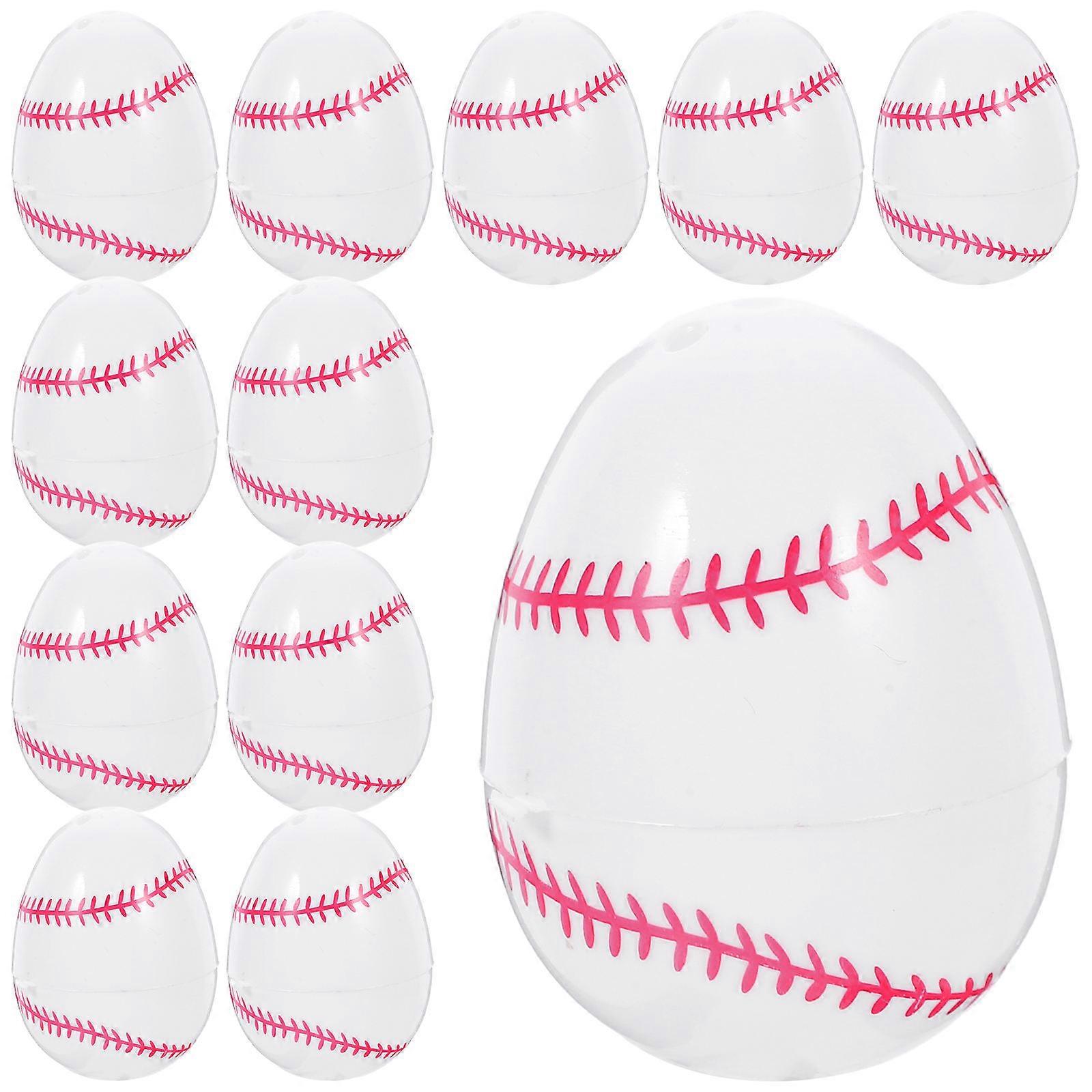 Baseball Easter Eggs Plastic Decor for Party 12Pcs Printed Easter