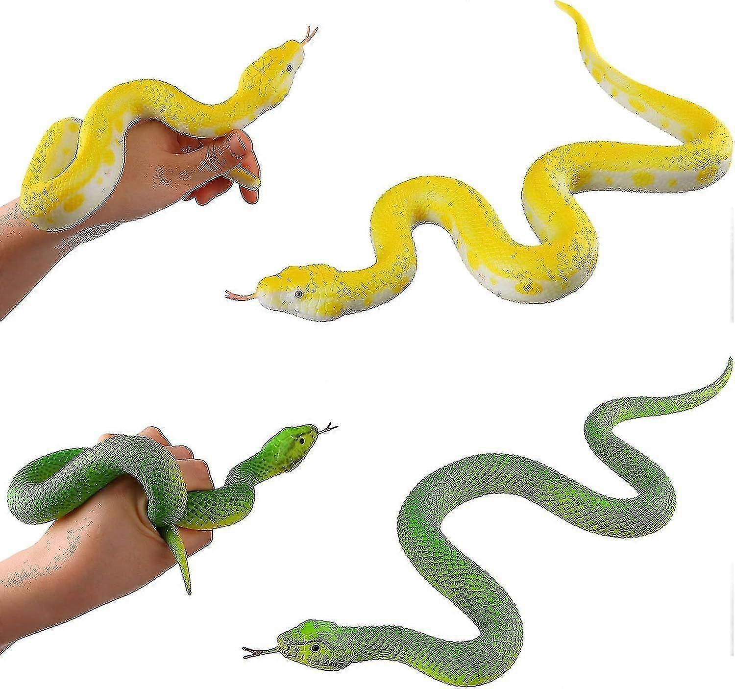 2pcs Caoutchouc Élastique Python Action Modèle Réaliste Serpent Jouet Figurines - Halloween Prank Props