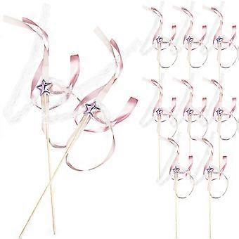 Fairy Wands Pink Ribbon Stick Decorations compatible with Party Streamers 10Pcs