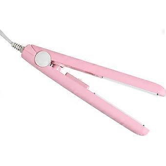 Piastra per capelli da viaggio Mini Flat Iron in ceramica tormalina con scatola da viaggio Ferro da viaggio a doppia tensione Rosa
