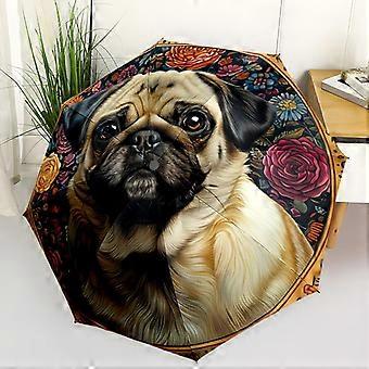 1pc Cute dog pattern Umbrella Portable Folding Umbrella Iron Frame Hole Bone Structure Outdoor Home Umbrella