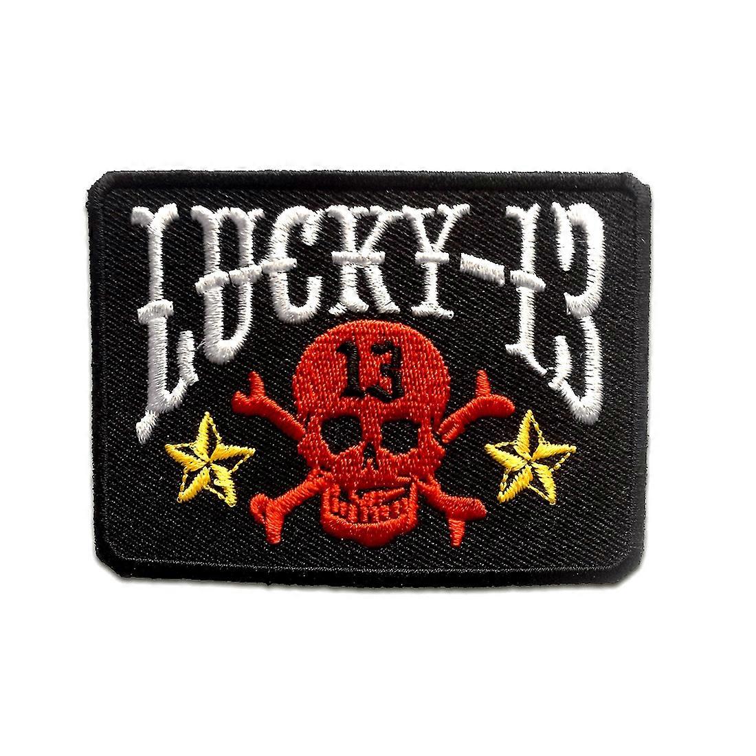 Patch / iron-on patch - Lucky 13 biker - multiple colours selectable - 5.7 x 7.7 cm - patch