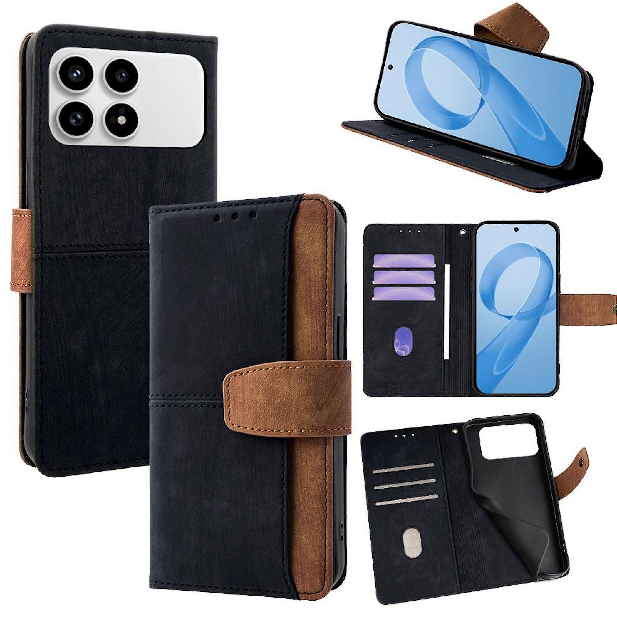 Flip phone case for Xiaomi Poco F8 Pro, RFID protection with card slot, black