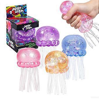 1 unidade de brinquedo de apertar em formato de água-viva com caixa de janela, feito de maltose, em cores aleatórias. Polvo em formato de gota d'água brilhante, brinquedo de apertar com retorno lento para aliviar o estresse diário.