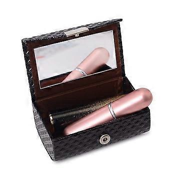 Black Lipstick Case with Mirror, Compact Travel Makeup Organizer for Purse, Snap Closure