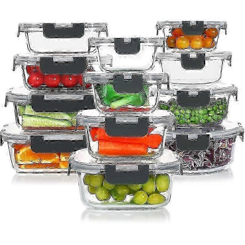 Stackable Airtight Glass Storage Containers Set, 24 Pack, Freezer, Microwave, Ov,x
