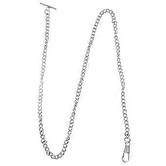 65cm Decent Metal Pocket Watch Chains Vintage T-bar Buckle Jeans Belt Chains for Men Women (Silver)