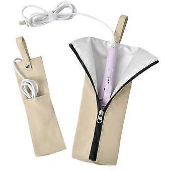 Heat-Resistant Curling Iron Travel Case, Waterproof Dustproof Closure, Apricot