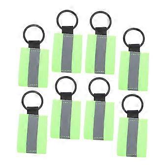 8pcs DoubleSided Reflective Keychain Tags Fluorescent Green  Visibility Safety Reflectors for Backpacks Keys and Night Activities