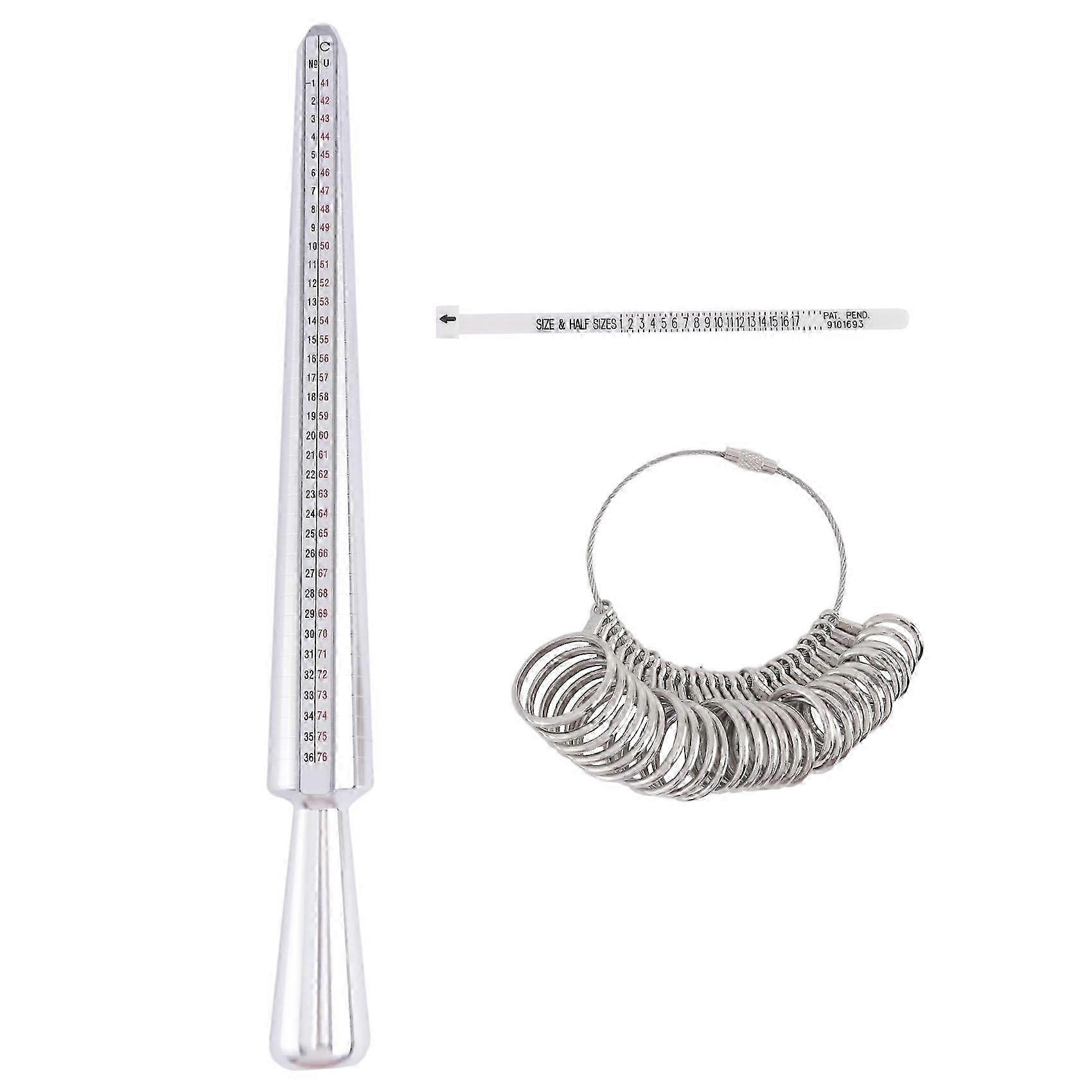 3PCS Ring Sizer Measuring Tool Set, Ring Gauges with Finger Sizer Mandrel Ring Sizer compatible with Jewelry Sizing Measuring
