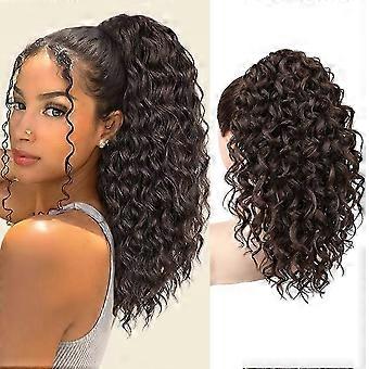 Objectif 2026 : 100 % d'extensions de queue de cheval protéinées pures, 45 cm (18 pouces), boucles, pinces à cheveux, queue de cheval naturelle et douce pour femme - Amande foncée