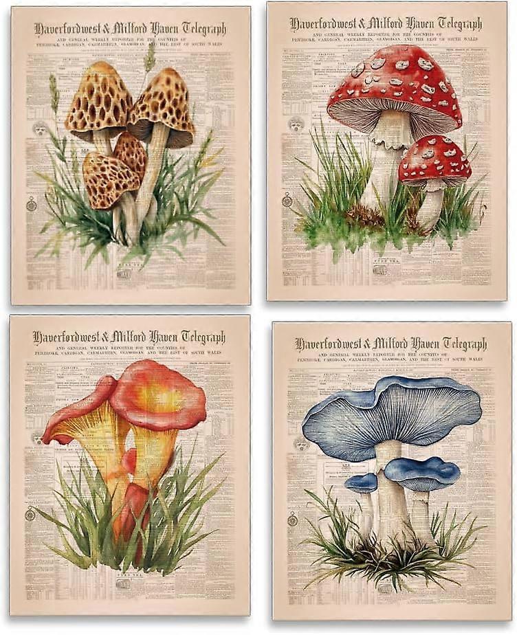 4Pcs Rectangle with Paper Wall Decorations Mushroom 280x350mm