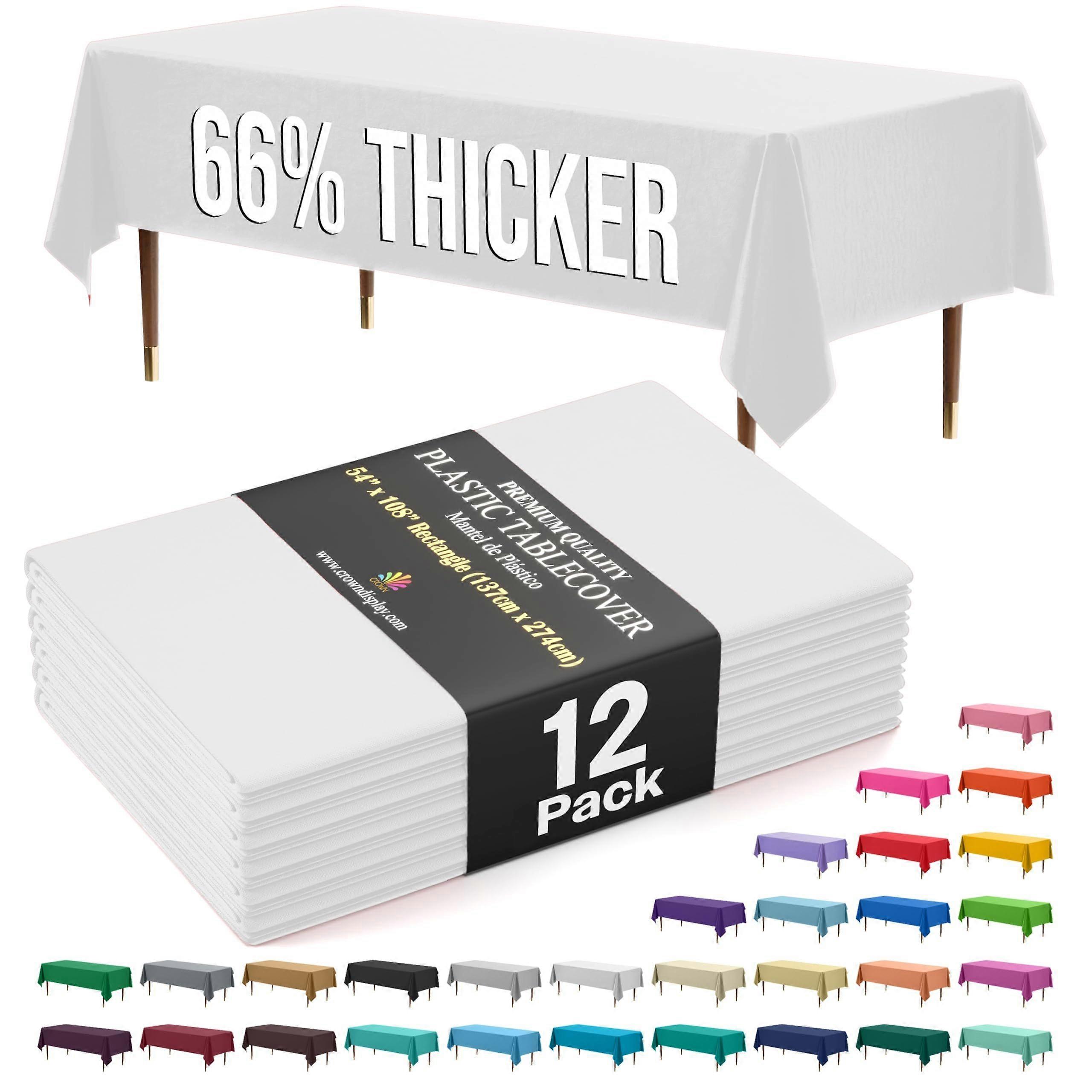 66% Thicker Plastic Table Cloth Rectangle Table Cover 0.5 Mil 12 Pack