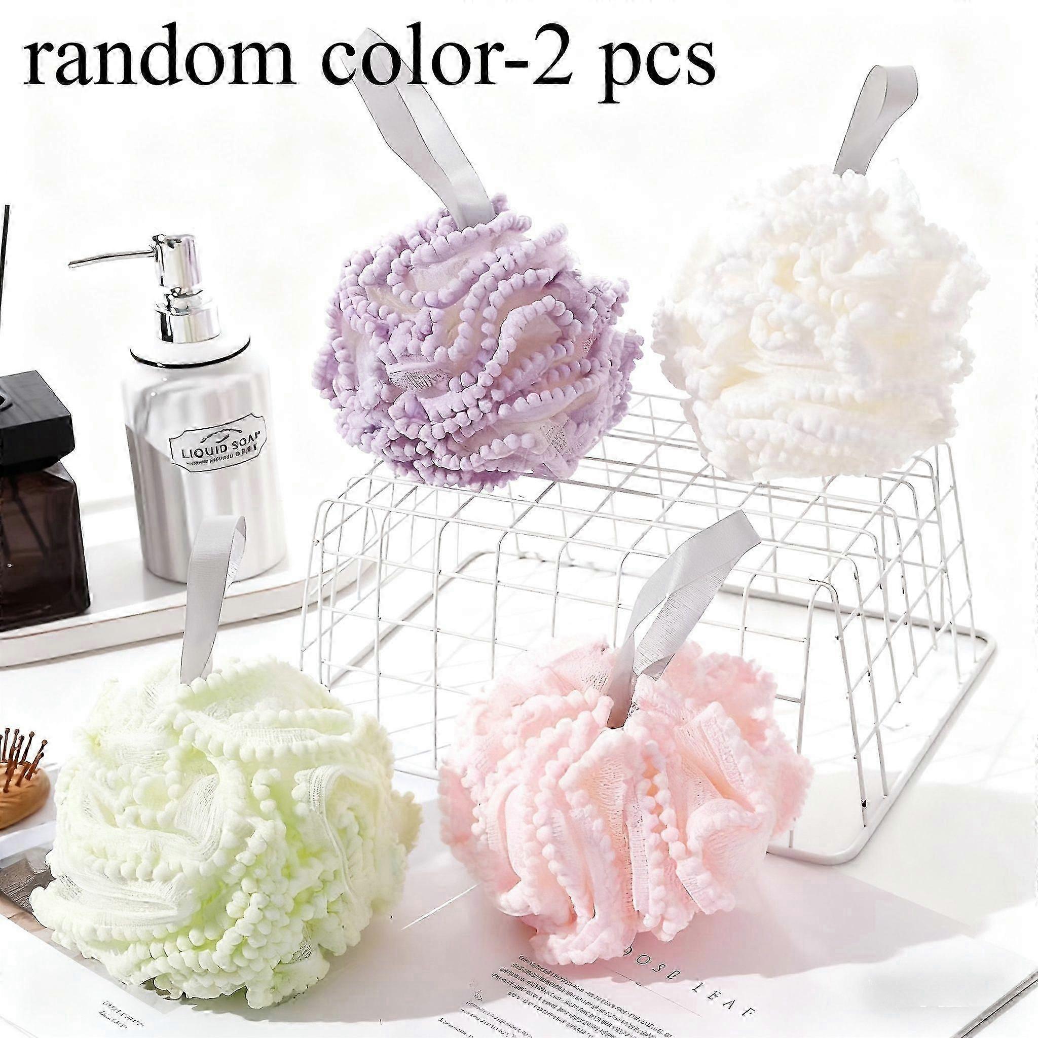 2 Pack Bath Sponge Balls Small Exfoliating Net Random Colors