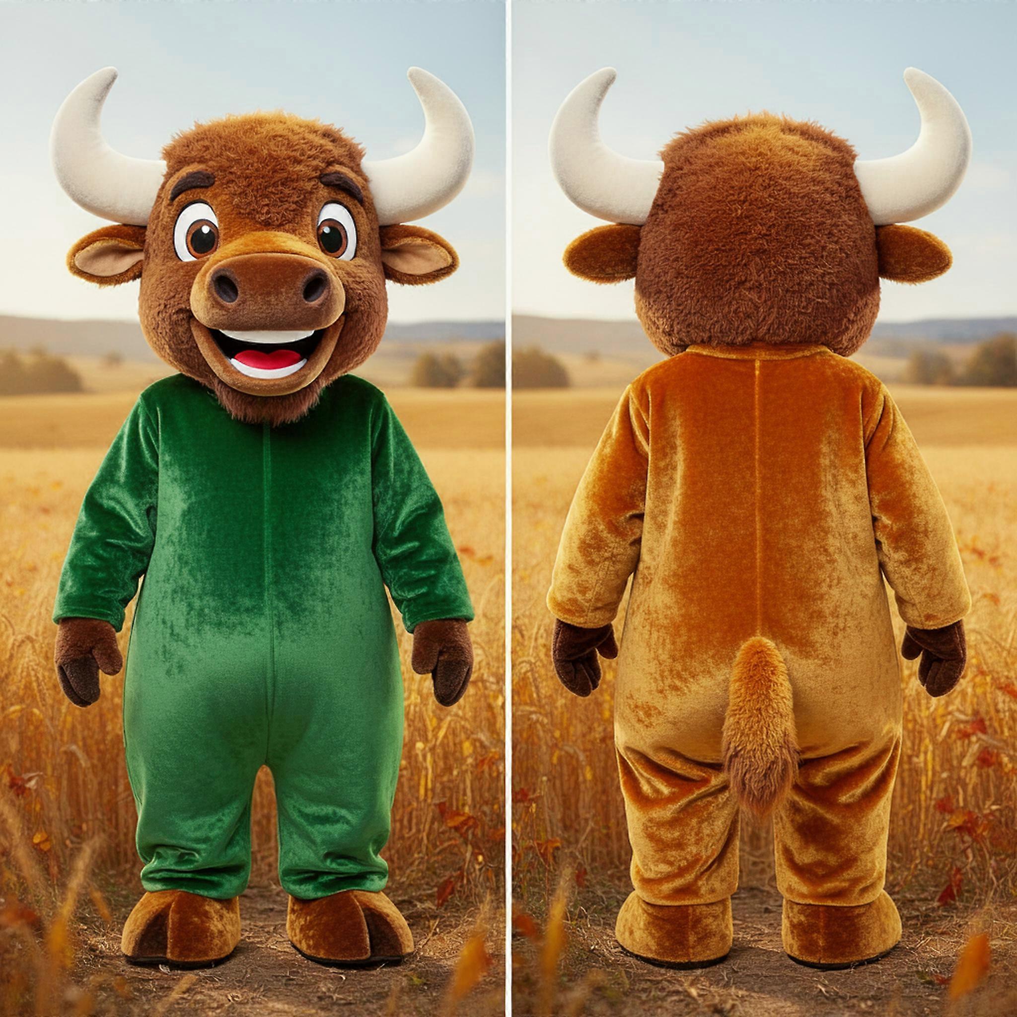 MASTICOT Velvet Brown Grinning Bison Mascot