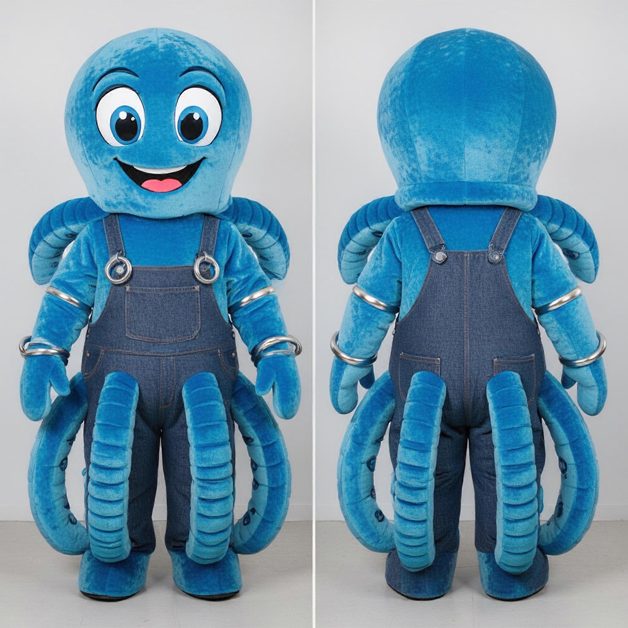 MASTICOT Ocean Blue Smiling Octopus Mascot