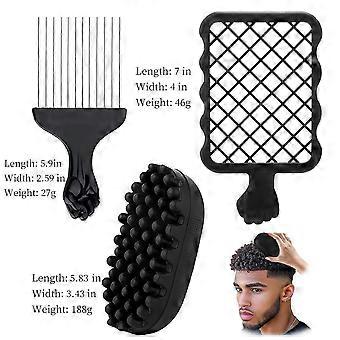 Afro Twist Hair Comb Styling Set with Fist Handle Grid Comb and Hollow Tools, Curl Detangling and Defining Accessories for Coily Hair