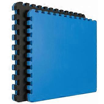 Fitness Mat Puzzle Mat, 90 x 90 cm - 4 cm thick - EVA foam - Blue and Black - Floor protection for home gyms.