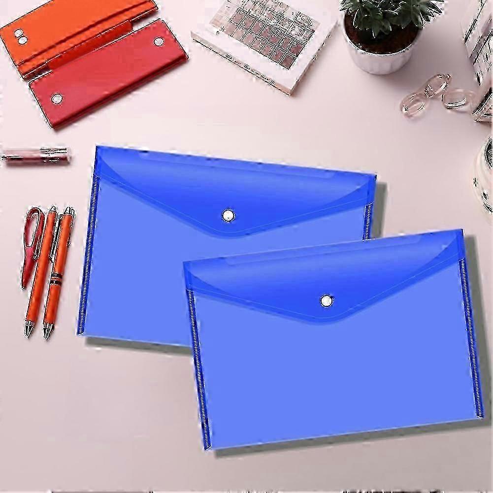 12 Pcs Snap-Closure Plastic Document Envelopes Compatible A4 Documents XM