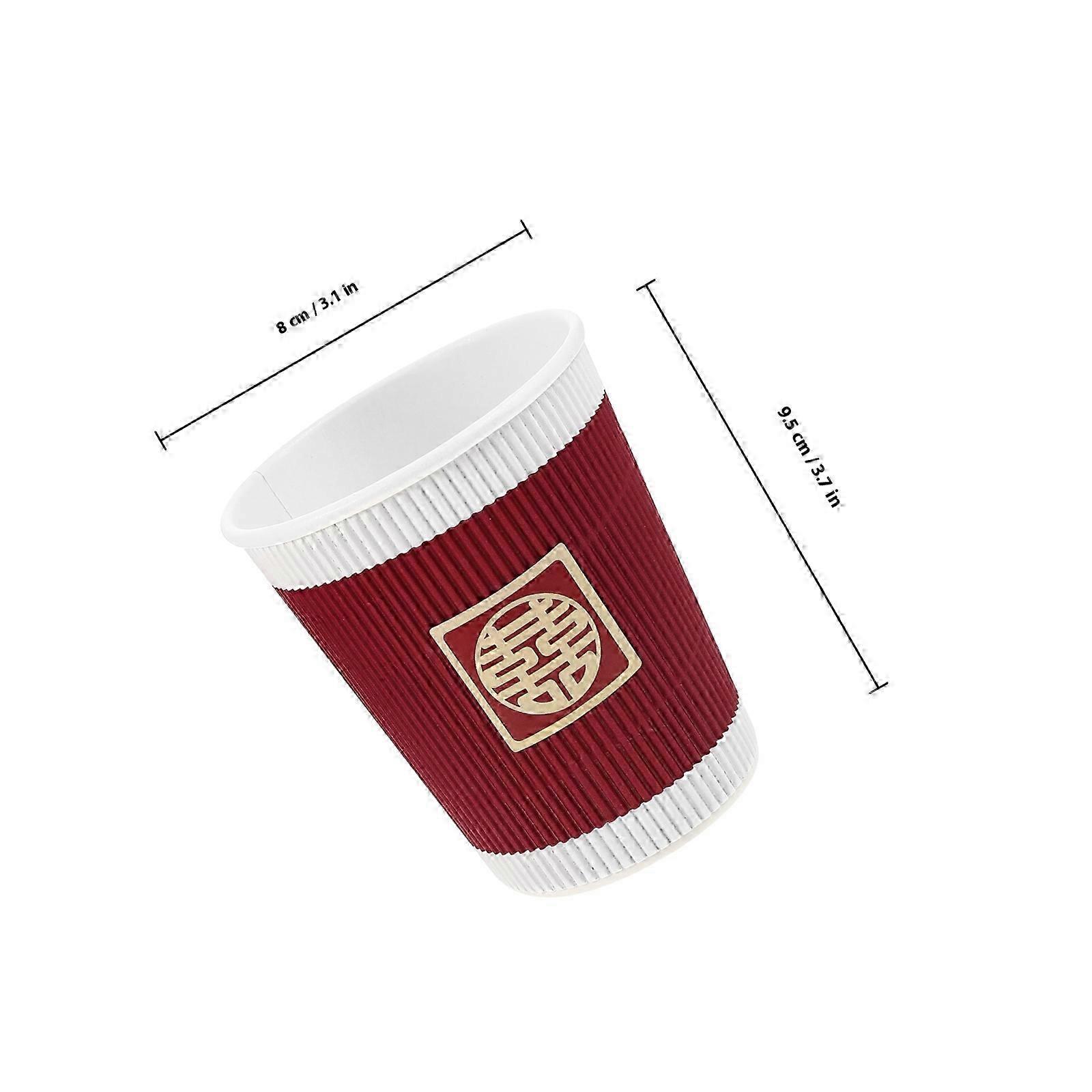 Red Chinese Wedding Paper Cups compatible with Drinks with 20Pcs
