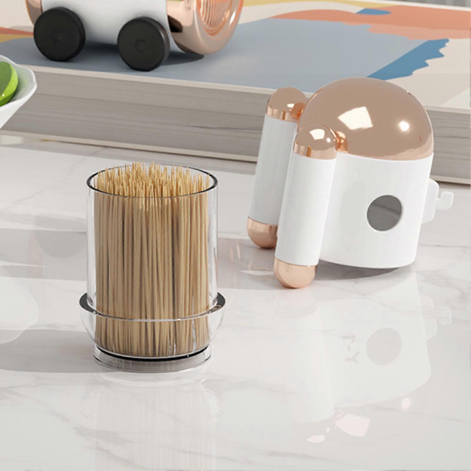 Toothpick Holder Dispense Automatic Press Type Palstic Decorative Toothpick Container