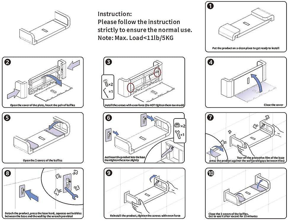 Pxcl White Plastic Wall Mount Bathroom Shelves, Suction Cup U Shaped ...