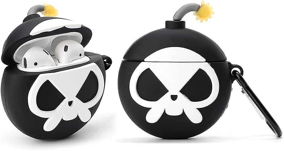 Skeleton Bomb Case for Airpod Case/Airpod 2 Case,3D Cute Cool PVC Case,Kids Teens Boys Men Cool Skull Skeleton Bomb Shape with Keychain Kits for Airpo