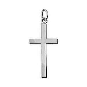 Silver 25x14mm plain solid block Cross