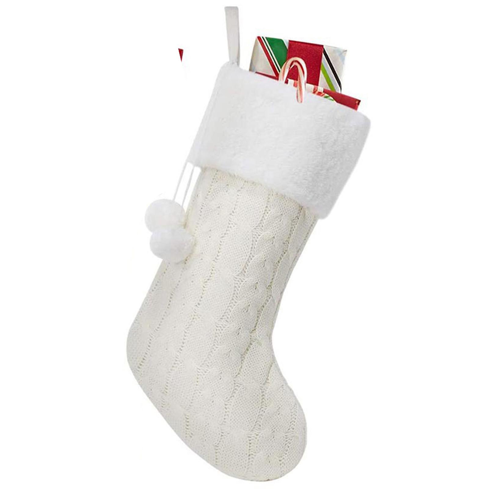White Plush Christmas Stocking Well Made Durable Stocking