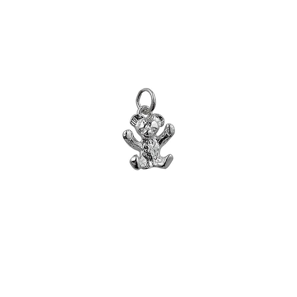 Silver 13x12mm Teddy Bear Pendant or Charm