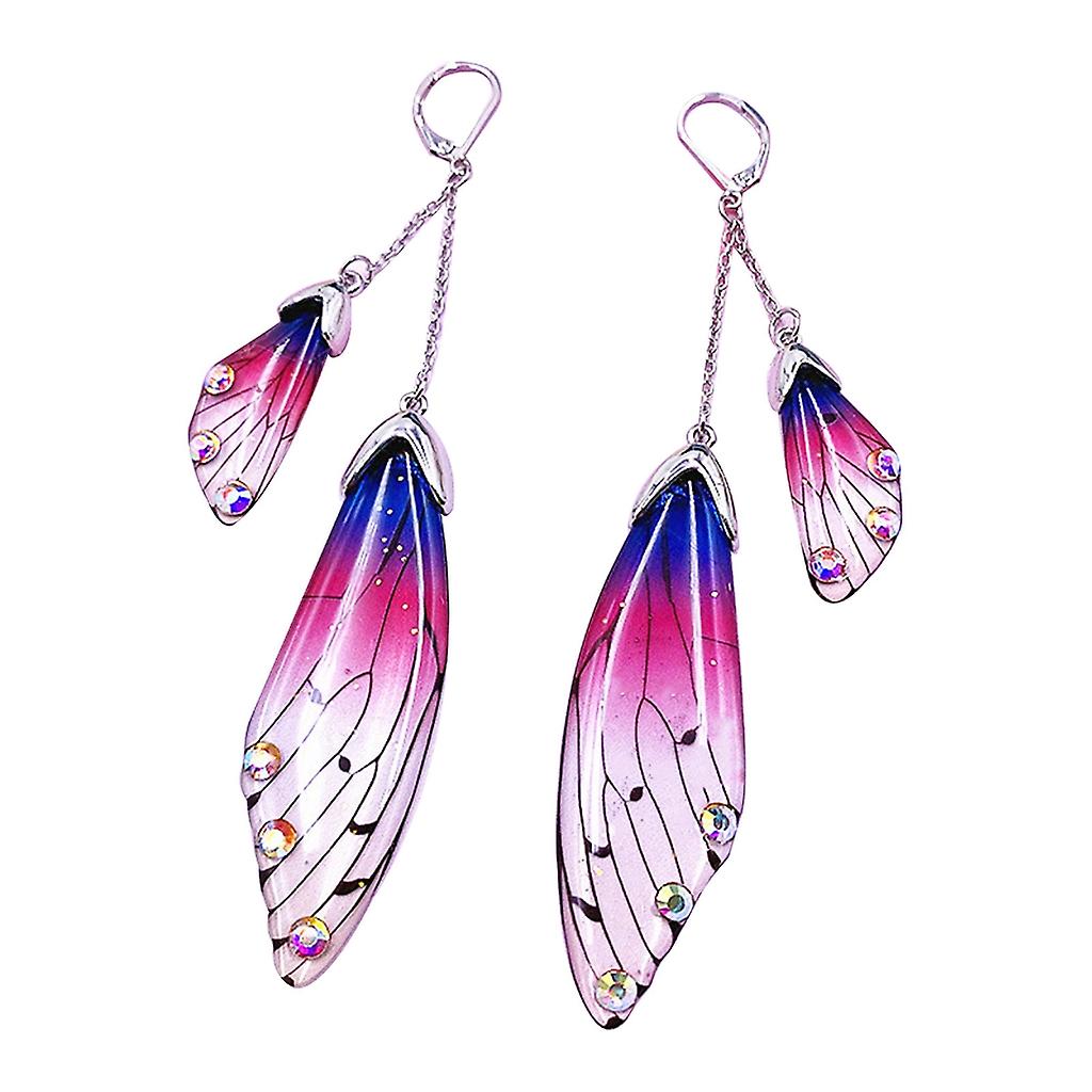 Fée Cigale Papillon Ailes Boucles d’oreilles Fantaisie Pompon Bijoux Dégradé Coloré