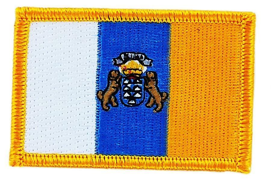 Patch Ecusson Brode Canary Flag Canarias Thermocollant Insigne Blason