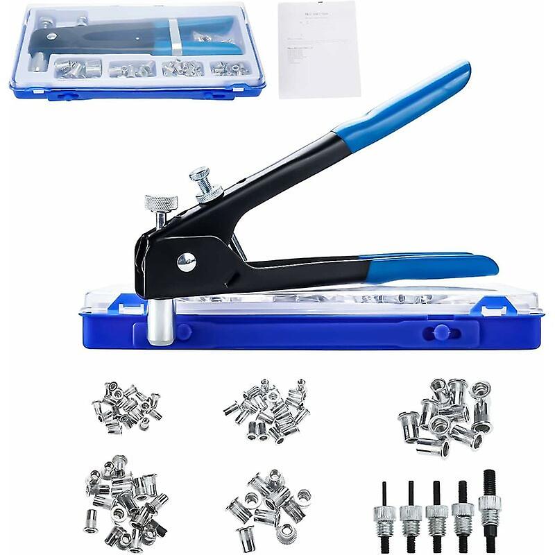 86Pcs Rivet Gun M3 M4 M5 M6 M8 Threaded Nut Rivet Tool Riveter Tool Threaded Insert Kit