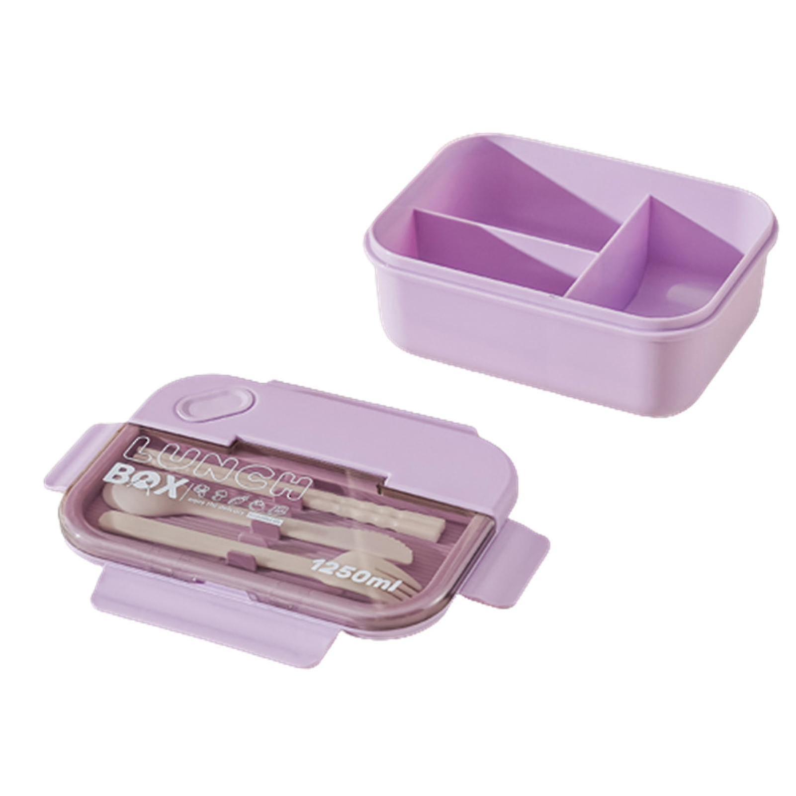 Portable Lunch Box Plastic 2/3 Compartments Bento Box With Tableware For School