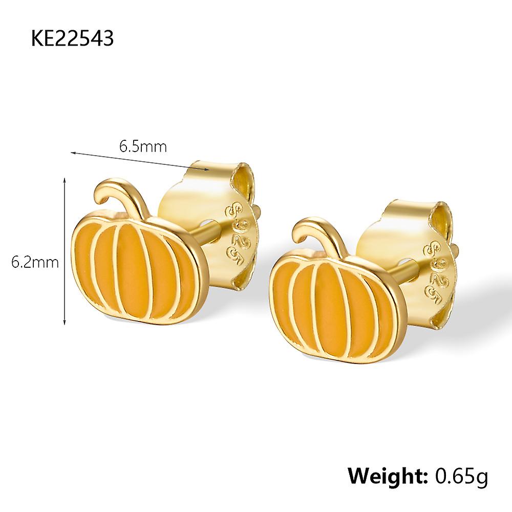 Women's Small Pumpkin Earrings, 925