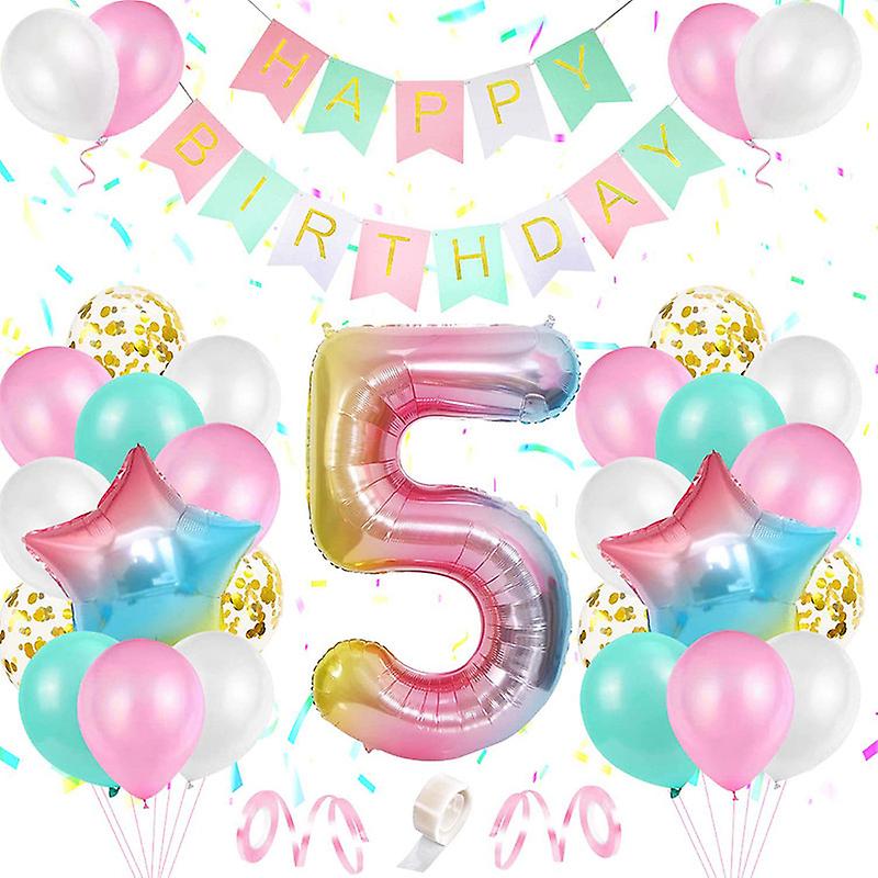 43Pcs Gradient Number 5 Balloon 5th Birthday Decoration 5th Birthday Party Supplies